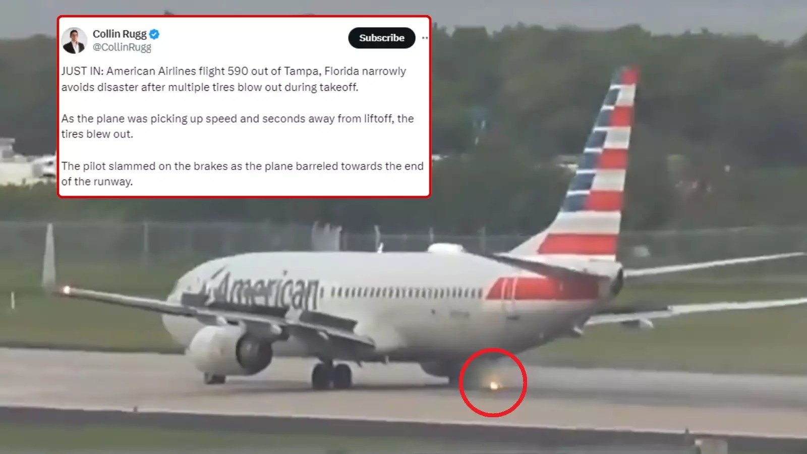 America: The plane's tire burst on the runway after take-off